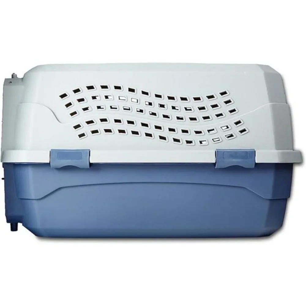 2-Door Top Load Hard Sided Dog and Cat Kennel Travel Carrier,23-Inch,Gray & Blue